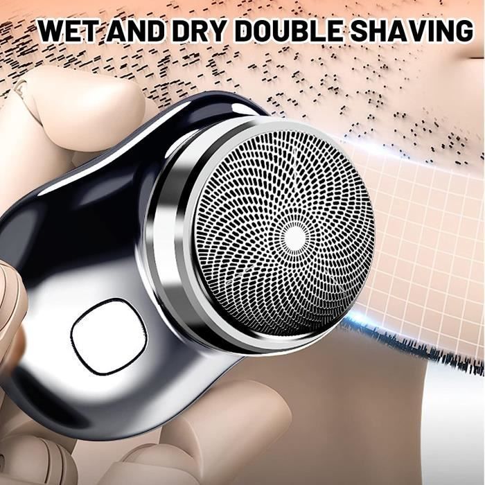 Rasoir Electriques Hommes, Mini Rasoir Electrique Portable Rechargeable, Tondeuse Barbe Homme, Mini Rasoir de Voyage avec 3