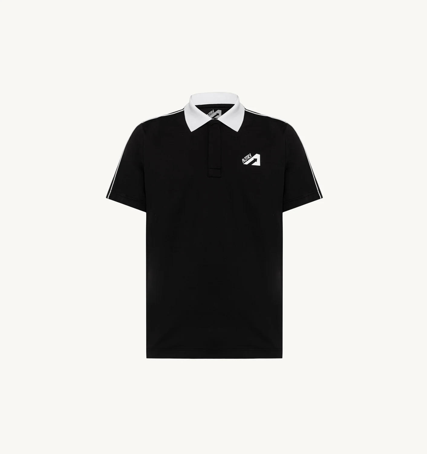 TRICOU DE GOLF NEGRU CU GUARNIȚII CONTRASTANTE