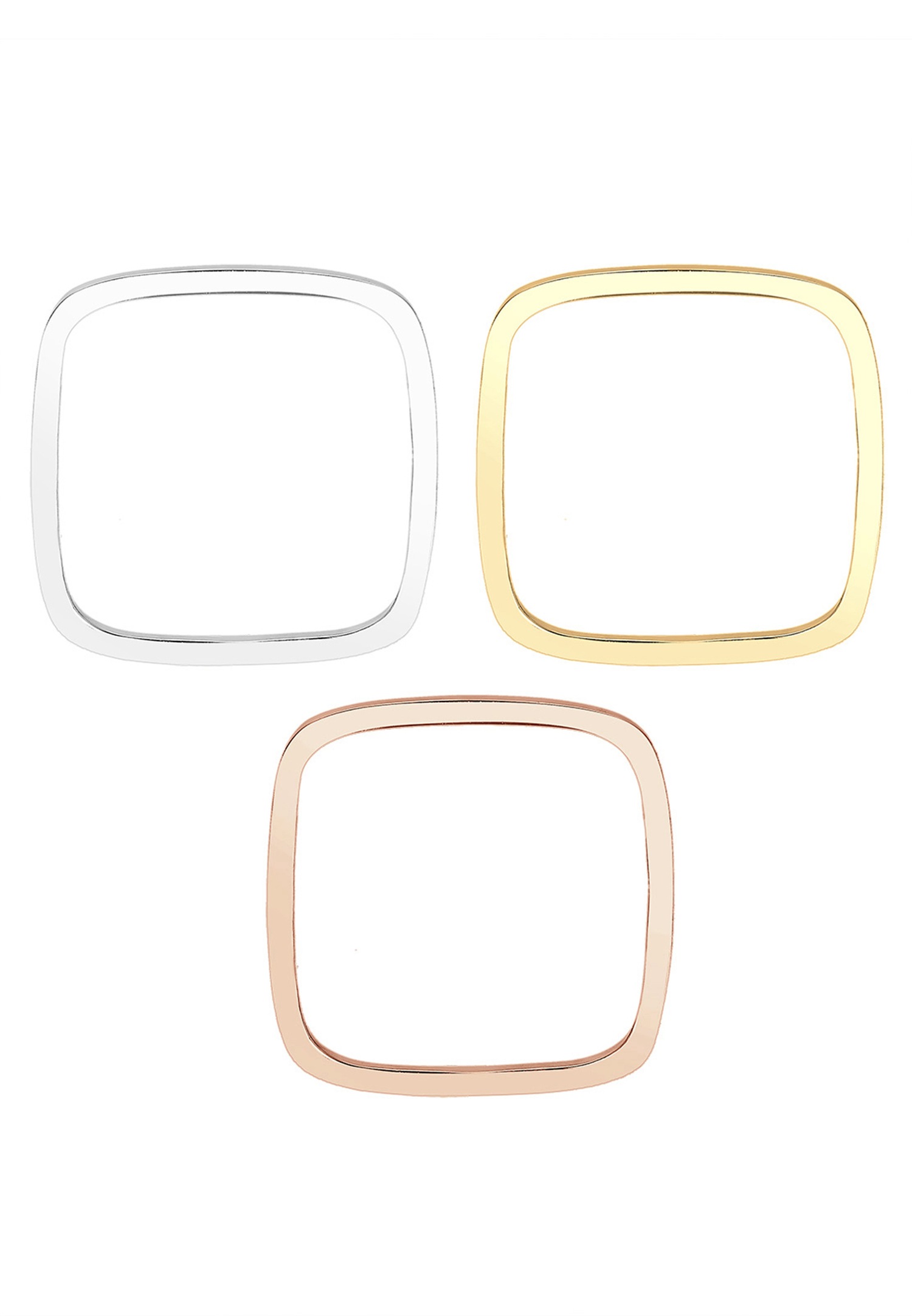 Elli Femmes Pile Set Basique Quadrilatère Tri-colore en Argent Sterling 925
