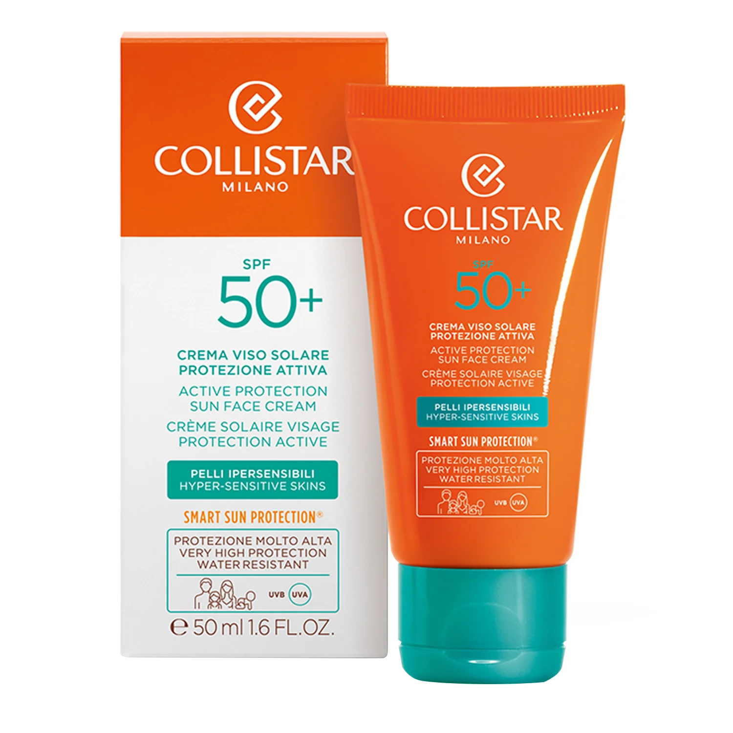 Abbronzatura Crema Viso Solare Protezione Attiva SPF50+ - Solare viso alta prot.