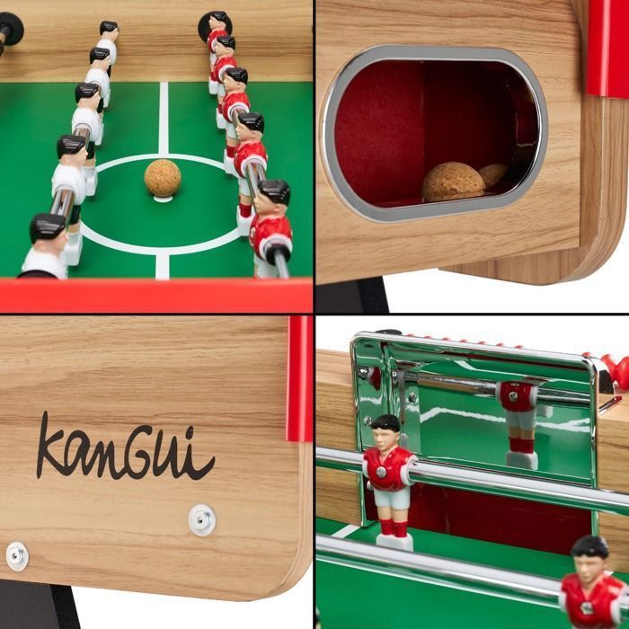 KANGUI Klassieke Tafelvoetbaltafel - Volwassenen en Tieners - Caféstijl - 3 Kurken ballen - 2 tot 4 spelers