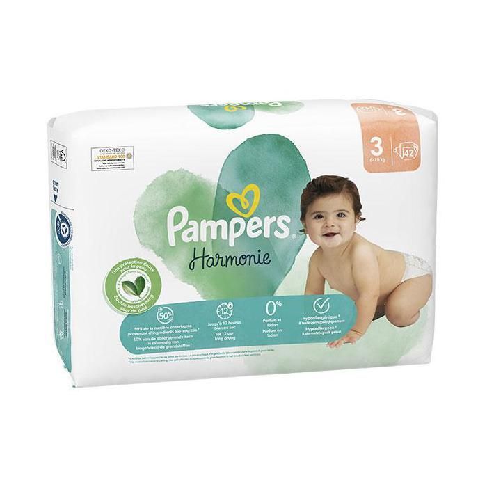 Pampers Harmonie Windeln Größe 3, 42 Windeln, 6 kg - 10 kg, Sanfter Hautschutz