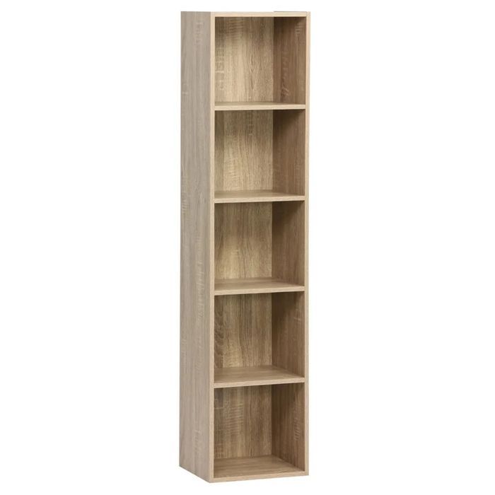 Estantería cúbica de 5 niveles, unidad de almacenamiento, efecto madera natural - Largo 30 x Ancho 24 x Alto 132 cm