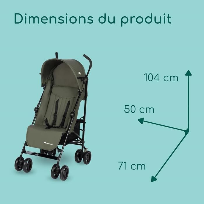 BEBECONFORT RAINBOW Stroller, 2nd stage, lightweight, easy folding, multi-position, 6 months to 4 years, up to 22 kg, Mineral Green