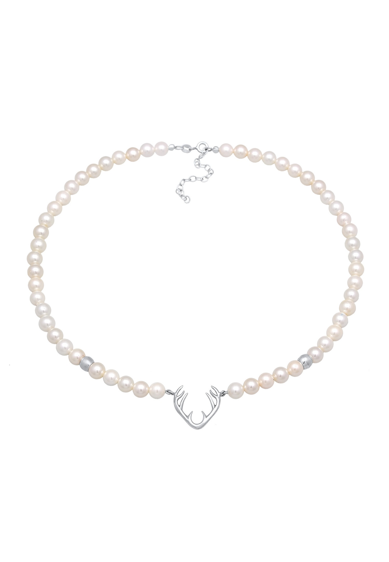 Elli Femmes choker bois de cerf avec perles de coquillage en argent sterling 925