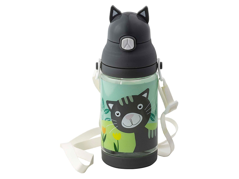 Bidon dziecięcy Animals Cat 420 ml ciemnoszary