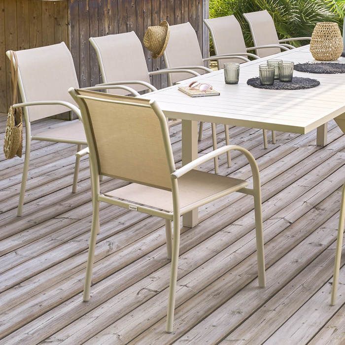 Fauteuil de jardin empilable PIAZZA alumium époxy argile - Hespéride