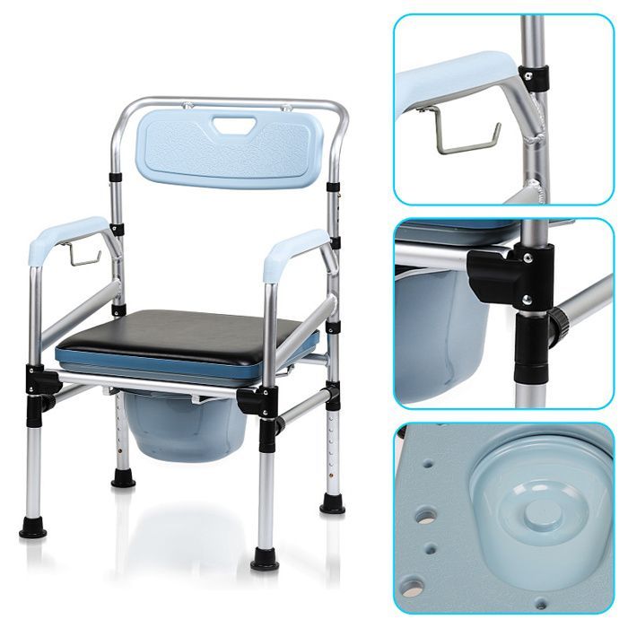 Silla inodoro para mujeres embarazadas, silla de baño, silla de ducha móvil para personas mayores, antideslizante, ajustable, estable y segura.