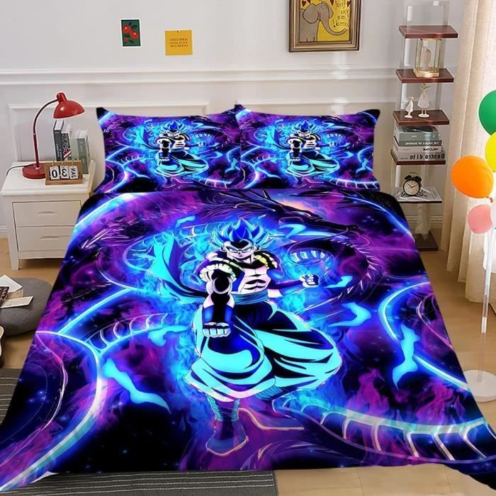 Juego de ropa de cama de Dragon Ball Z con funda nórdica y funda de almohada, manga anime, regalo para niño, 140x200cm [8030]