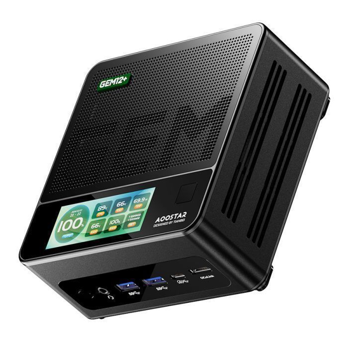 AOOSTAR GEM12+ Pro Mini PC with Screen - Fingerprint Reader - AMD Ryzen 7 Pro 8845HS 8 Cores up to 5.1GHz (No RAM or SSD)