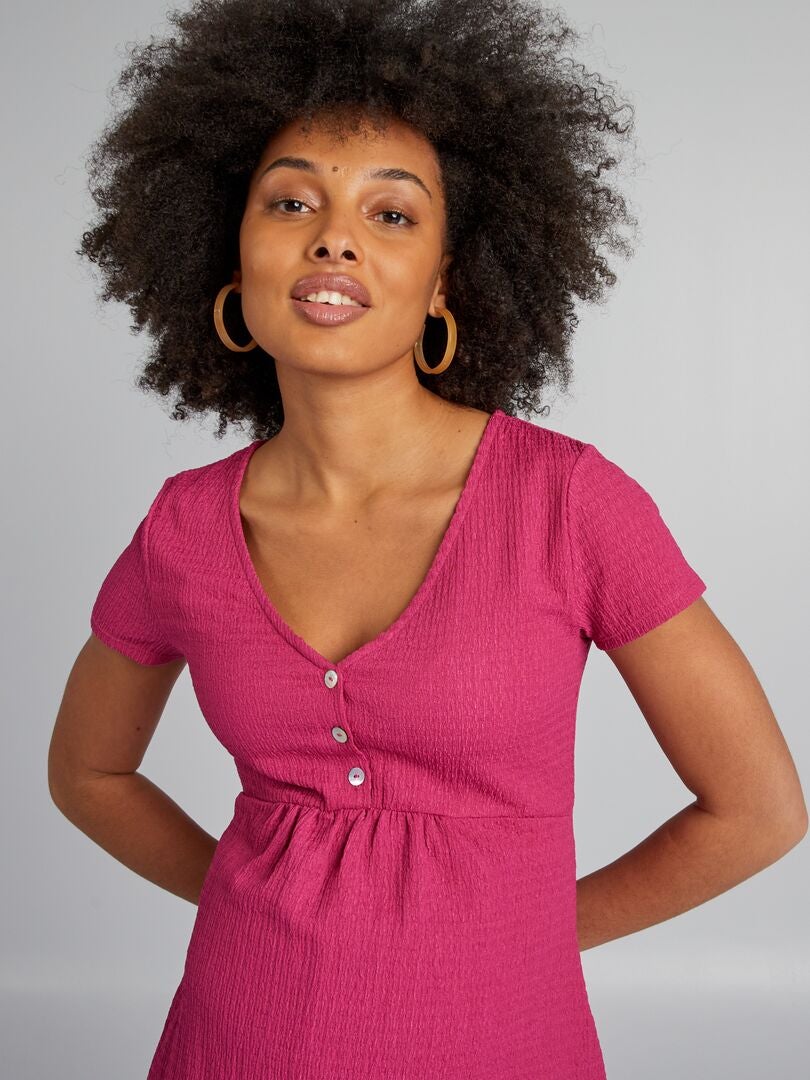 T-shirt voor verpleegkundigen met reliëf - ROZE