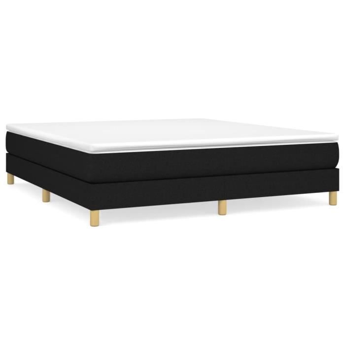 Base de cama de láminas - AKOZON - 180x200 cm - Tela negra - 2 plazas - Fácil montaje