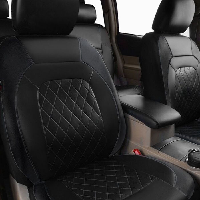 Juego de 2 fundas universales impermeables de cuero sintético PU para asientos delanteros de coche.