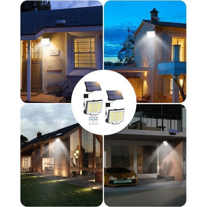 Lámpara solar de exterior KENLUMO - 210 LED, resistente al agua IP68 con sensor de movimiento