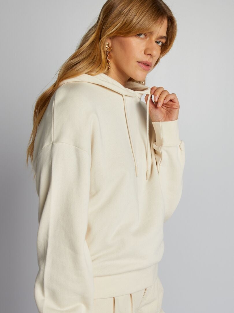Fleece hoodie - BEIGE