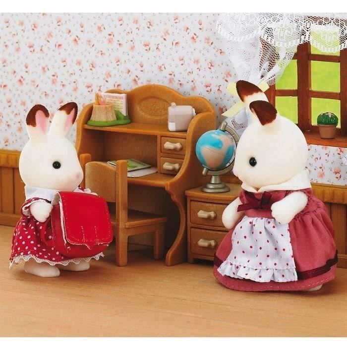 Sylvanian Families Children's Desk - Chocolate Rabbit Sister - Accessories included