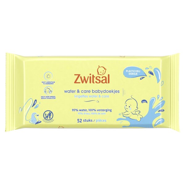 Șervețele umede pentru bebeluși Zwitsal Water & Care<br>12 x 52 bucăți