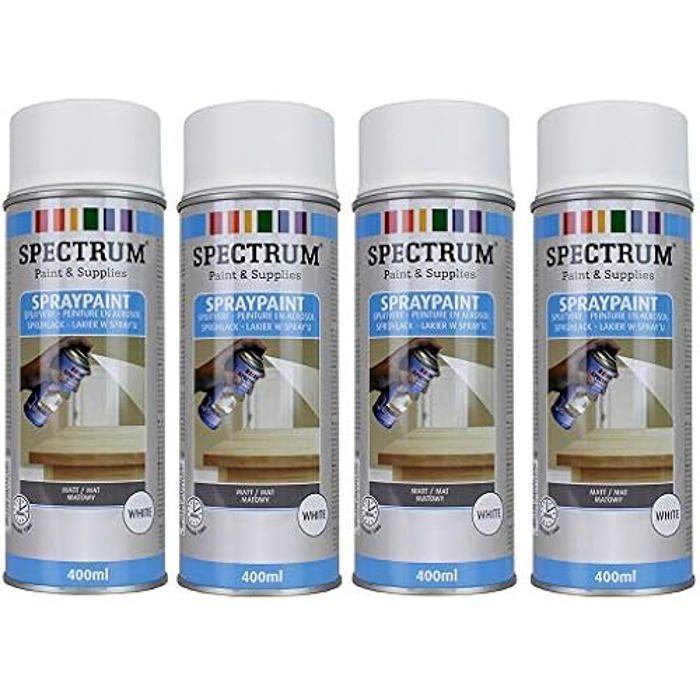 Peinture en Aérosol - BLANC MAT - 400ml - Séchage rapide - Bois, Métal, Plastique