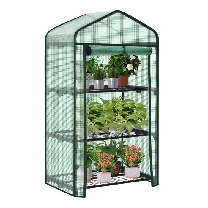WOLTU Tuinkas met 3 metalen schappen, winterkas, versterkte PE-hoes, 69x49x125cm, groen W0UETT0045