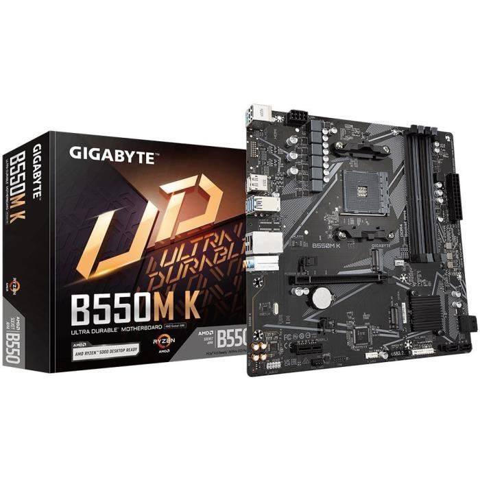 Carte mère - GIGABYTE - B550M K - Socket AM4 - DDR4 jusqu'à 128 Go - PCIe 4.0 x16