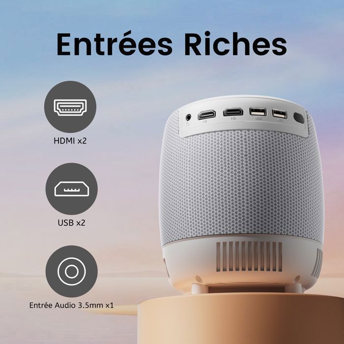 Videoproiettore LOSEI 4K, 18000 lumen, Android 9.0, Wi-Fi 5GHz integrato, Bluetooth 5.2, 190