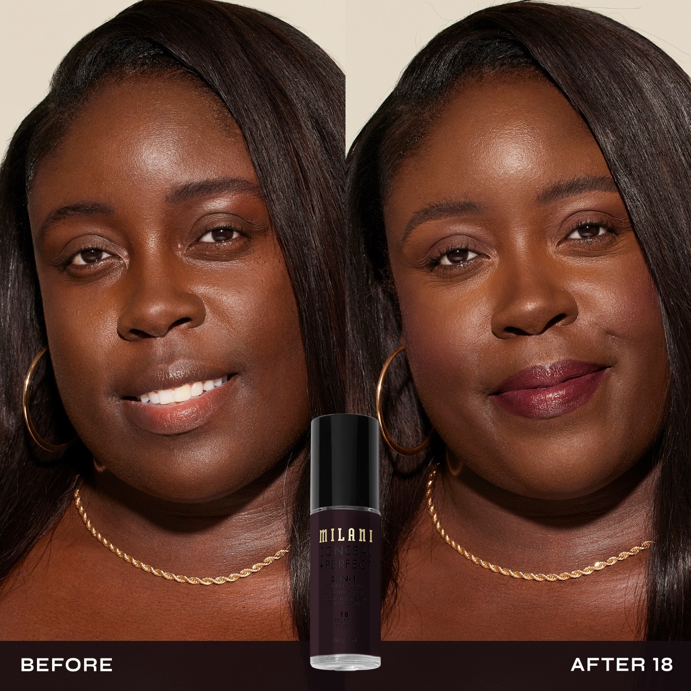 Milani Foundation 2-in-1 korektors + - 30 ml