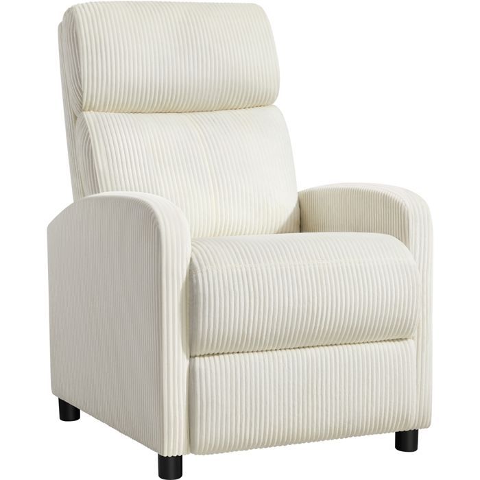 Yaheetech Fauteuil Inclinable en Velours Fauteuil de Salon Rembourré Fauteuil Convertible avec Repose Pied, Beige