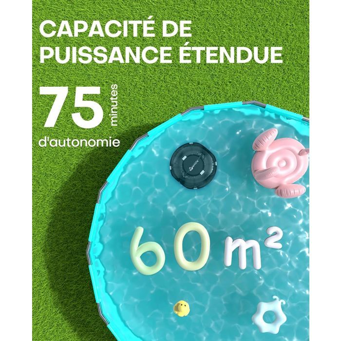 Robot de Piscine Sans Fil - WYBOT - WINNY 200 - Double Filtration - Autonomie 75 min - Léger 3,3 kg