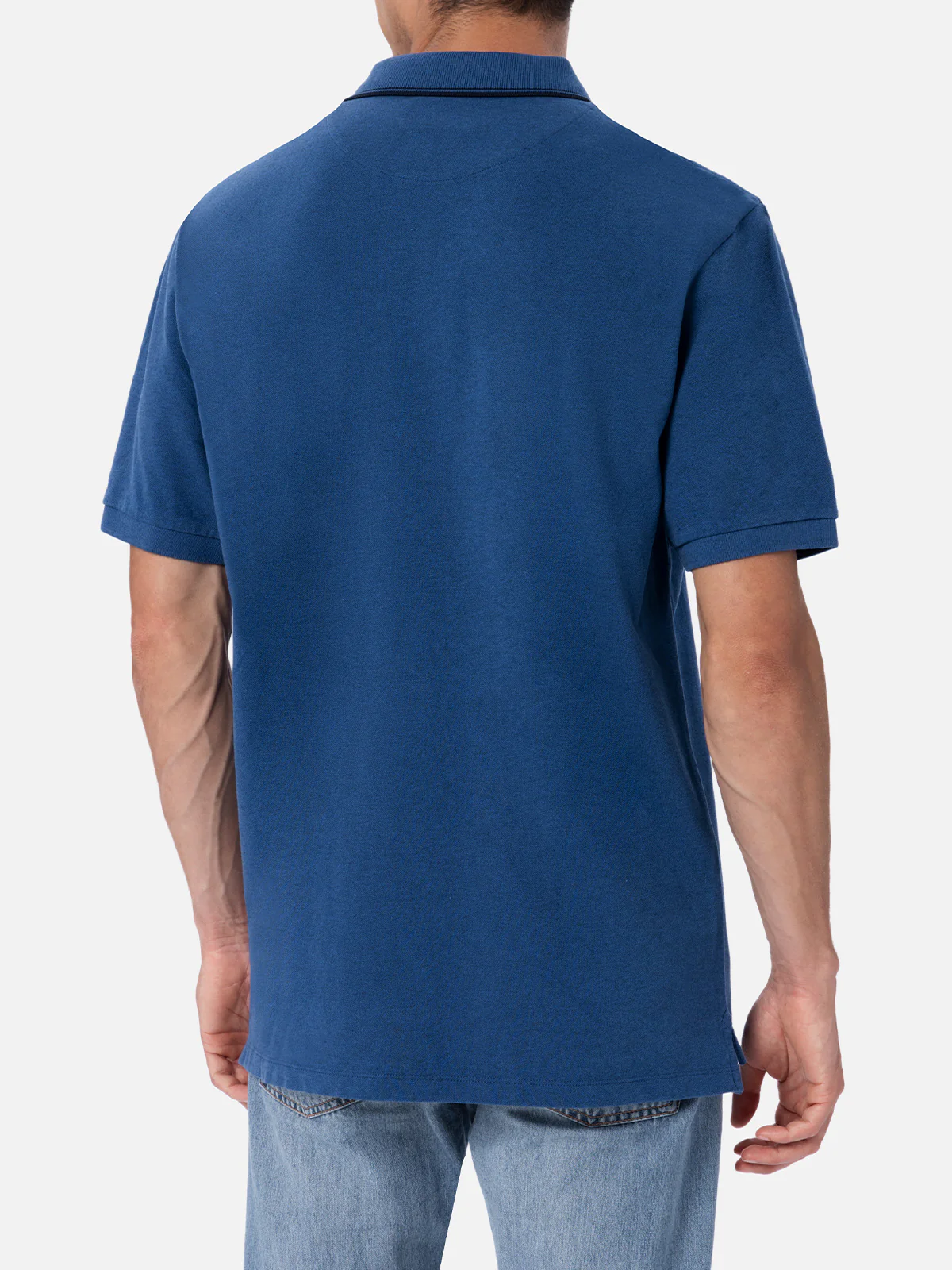 Herenpolo van Beverly Hills denimblauw katoenpiqué