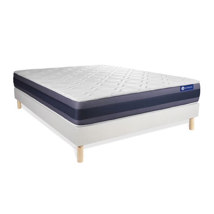 Conjunto de colchón y base de cama de 140x190 cm - Base de cama blanca (requiere montaje) - Actilatex Morpho