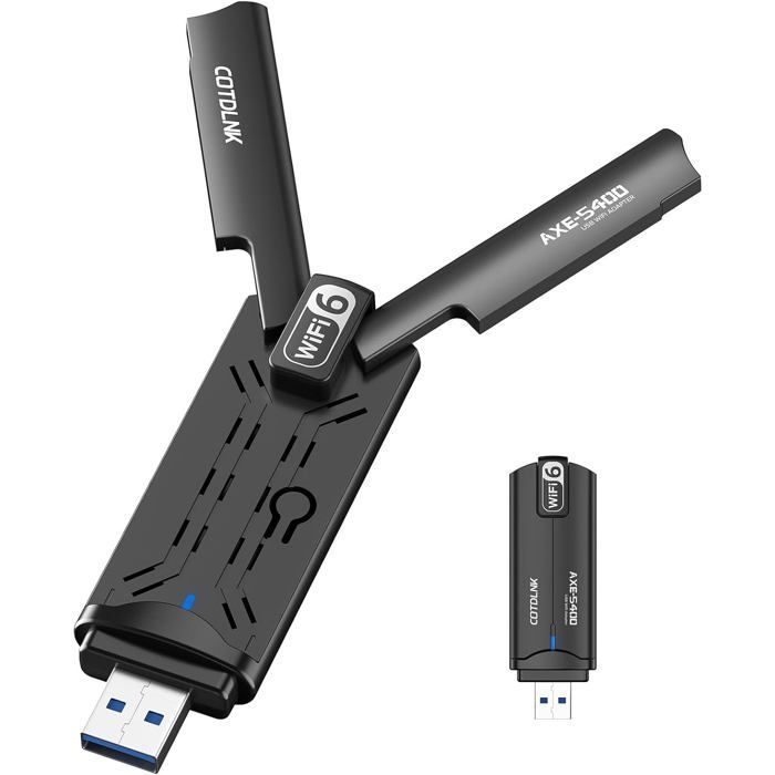 Adaptador USB WiFi 6 AXE5400, dongle WiFi USB 3.0 WiFi 6 para Windows 10/11, triple banda 2.4G/5G/6G y WPA3, adaptador WiFi sin