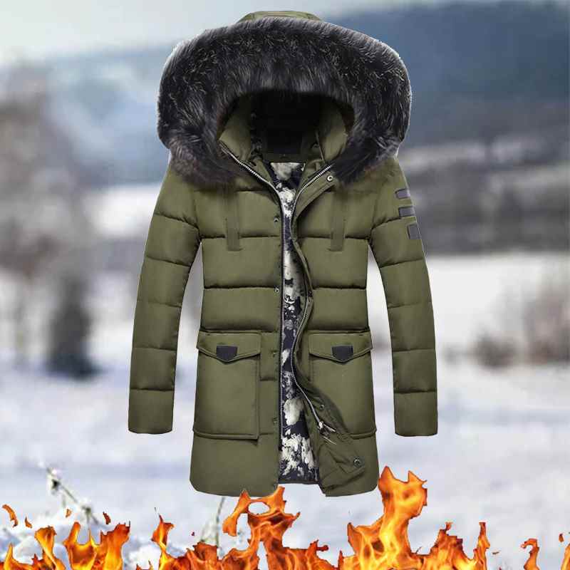 Nieuwe warme dikke fleece parka's voor heren, waterdicht, met capuchon en bontkraag, modieuze casual parka's voor heren #T2G