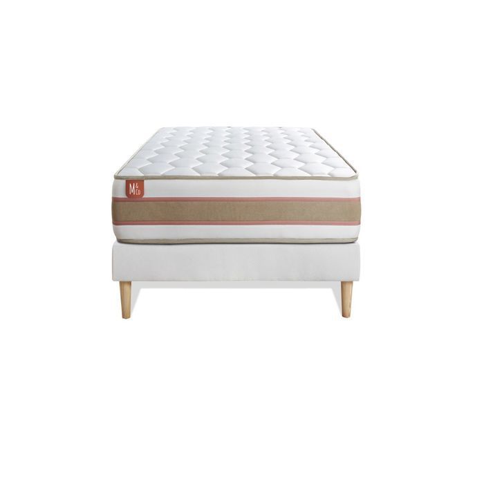 LE DÉLICAT 90x200cm Pocket Springs + Memory Foam 5 Comfort Zones - 26cm Thick + Slatted Base Kit White