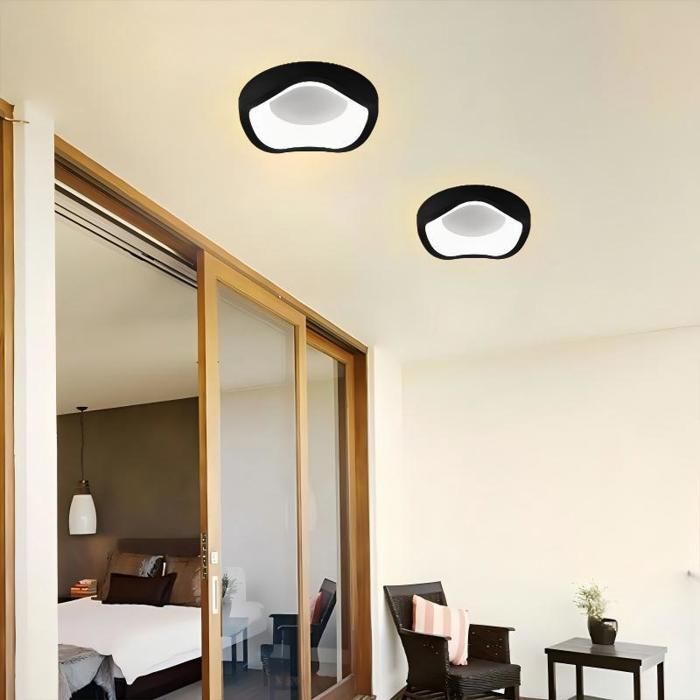 Fusion Plafonnier LED Style Moderne - 12W Blanc froide IP54 Imperméable Luminaire Plafonnier Pour Salle de Bain - 1pcs Noir Ø20CM