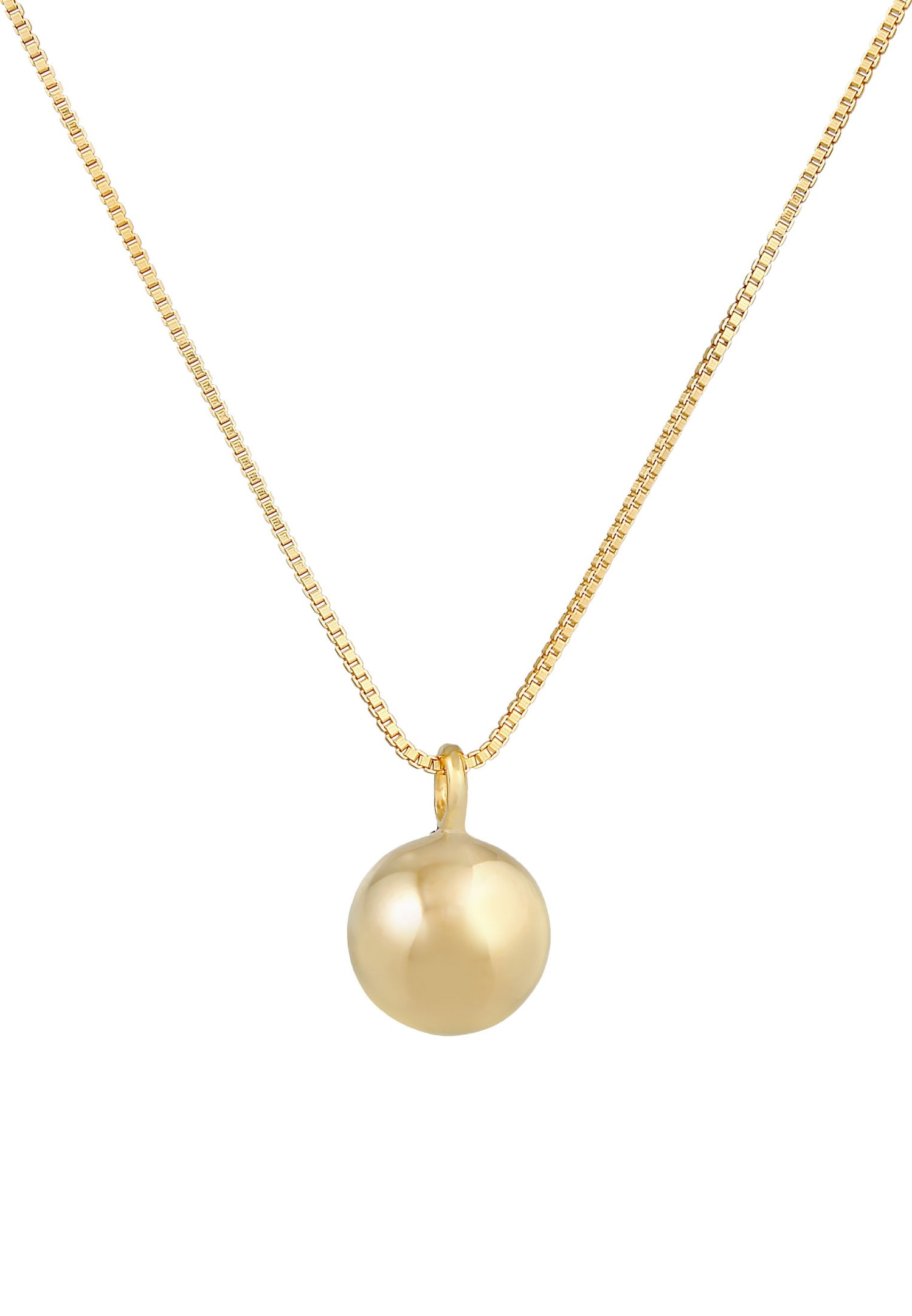 Elli PREMIUM Pendentif boule pour femme rond Basic Trend Blogger Minimal en argent sterling 925 plaqué or