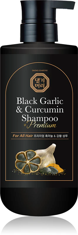 Shampoo DAENG GI MEO RI Alho Negro e Curcumina: shampoo regenerador profundo para crescimento e fortalecimento dos folículos capilares.