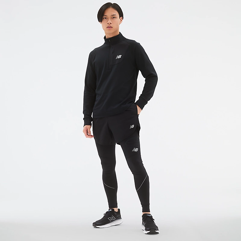 Maglia blu NB Heat Grid Half Zip – CZARNY