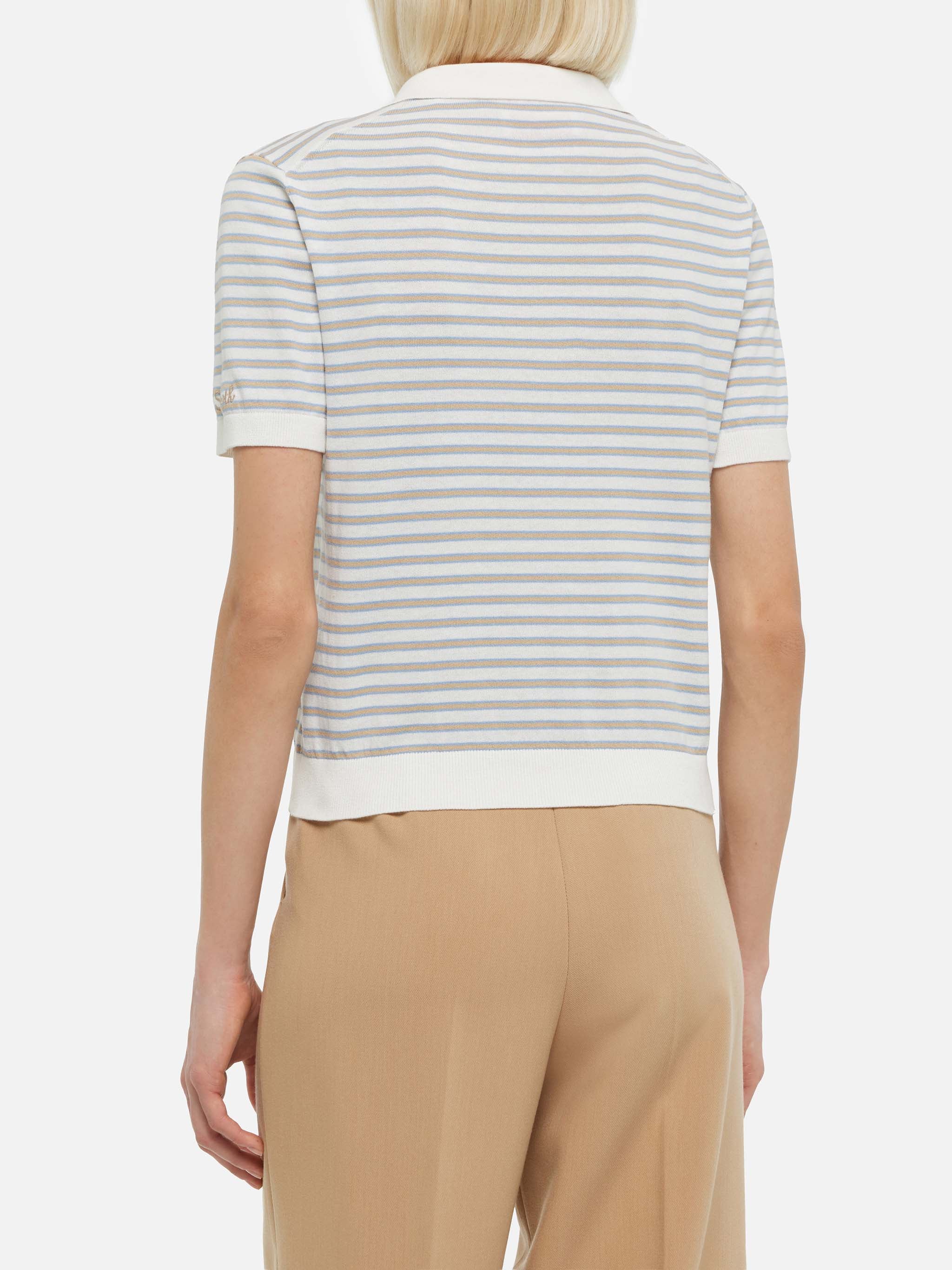 Polo Evonne in maglia a righe beige