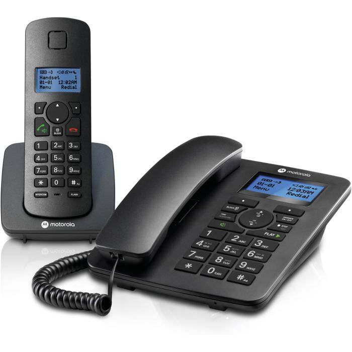 Téléphone filaire et sans fil - SVATV - C4201 - Mode d'urgence - Transfert d'appel - Répertoire 50 contacts