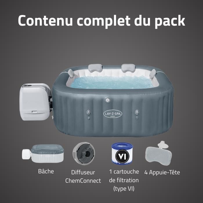 BESTWAY Bestway Lay-Z-Spa Hawaii HydroJet Pro Square Inflatable Hot Tub for 4-6 People