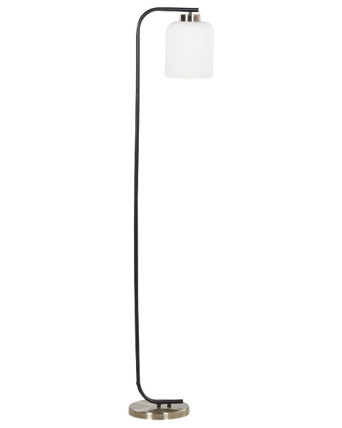 Lampa podłogowa metalowa czarna z białym