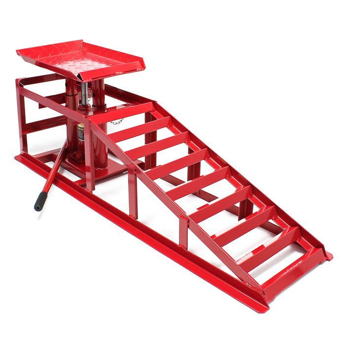 Rampa elevadora y gato hidráulico Wiltec – 1140 x 255 x 290 mm – Capacidad de carga 2000 kg – Altura regulable – Para 2 neumáticos