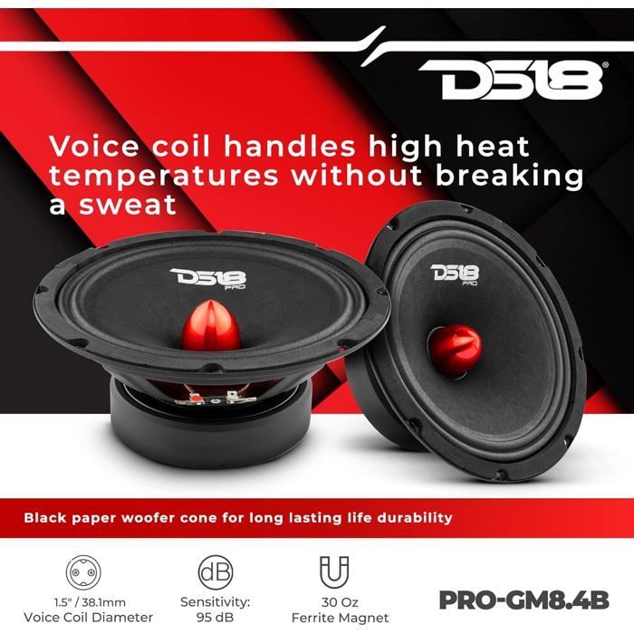 Altavoz de rango medio - SVATV - PRO-GM8.4B - 20,3 cm - 580 W - 4 ohmios - Bola de aluminio - Kapton VC