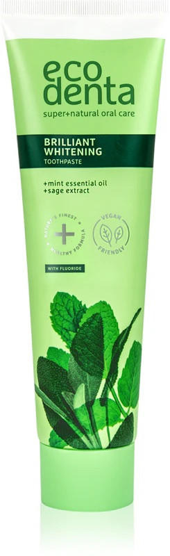 Ecodenta Green Brilliant Whitening belilna zobna pasta s fluoridom, osvežuje dah