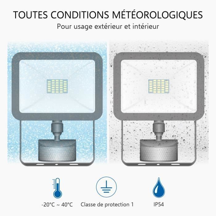ELRO LF60 LED-buitenschijnwerper met bewegingssensor - 20W - 1600LM - IP54 waterdicht - Zwart