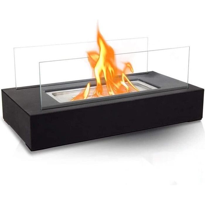 AUFUN bioethanol tabletop fireplace - Black - 35x18x14.5cm - Simple and elegant fire