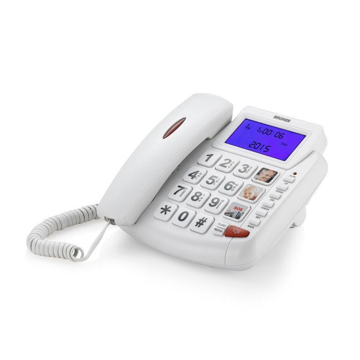 Brondi Bravo 90 Corded Telephone - Corded Handset with Caller ID - White