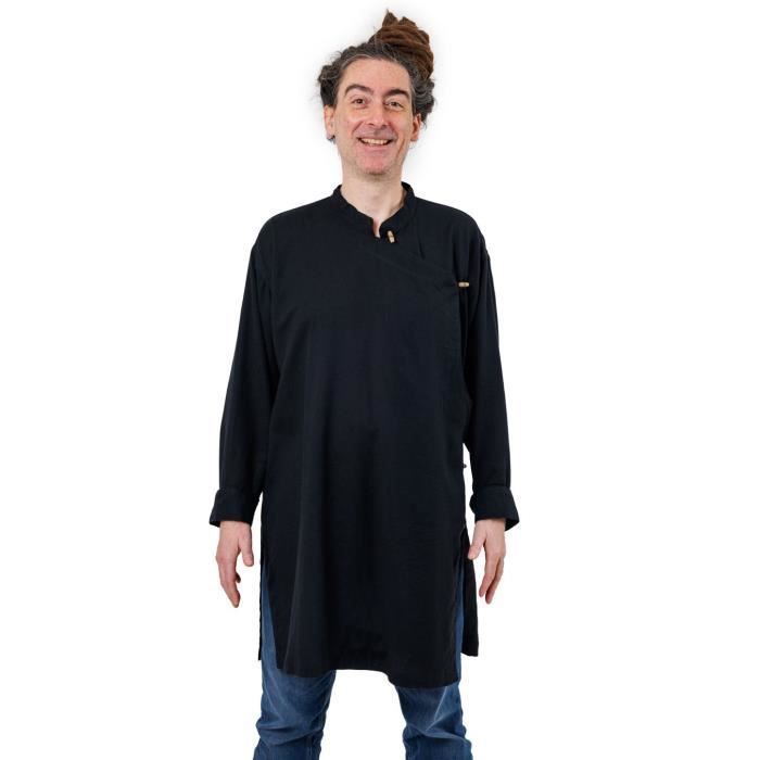 Chemise tunique homme - FANTAZIA - Sahil - 100% coton khadar - Col mao - Manches longues