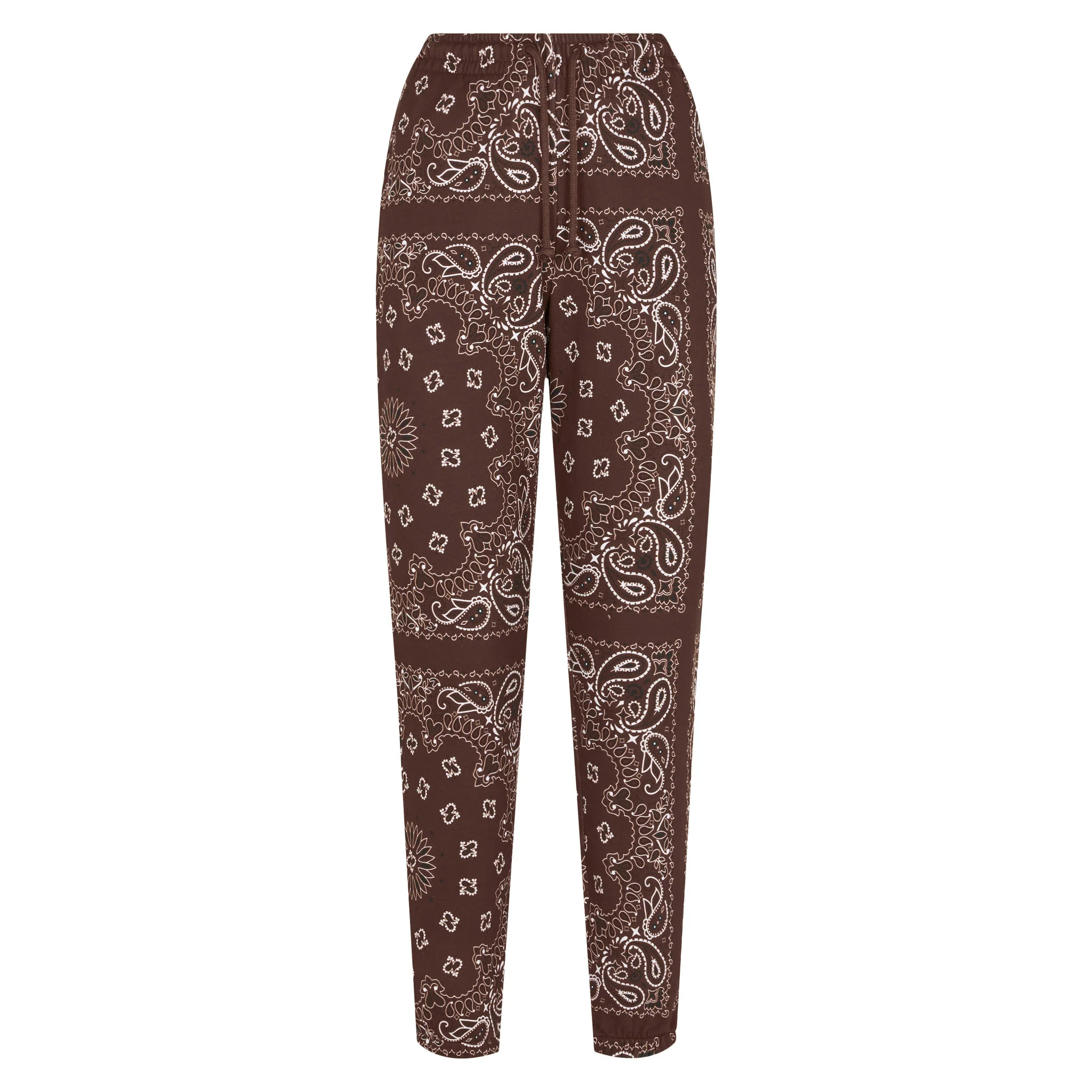 Pantalone da donna in felpa con stampa bandana marrone
