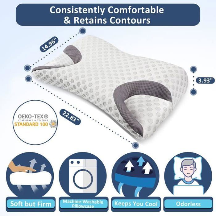 Almohada de espuma viscoelástica para quienes duermen de lado, almohada para la apnea del sueño, almohada nasal para CPAP.